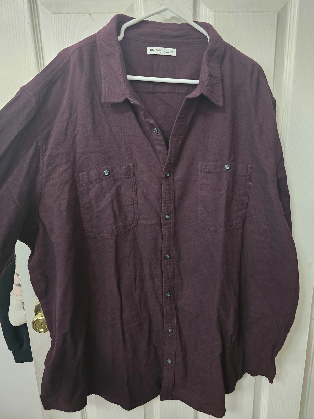 Sonoma Men's Long Sleeve Button-Up Shirt Jacket in Burgundy